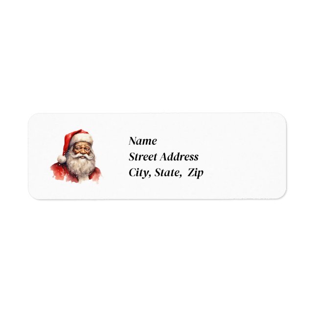 Étiquette d'adresse de retour Père Noël noire (Devant)