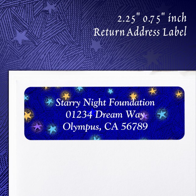 Étiquette d'adresse de retour personnalisée avec g (Colored Stars Etching Custom Return Address Label)