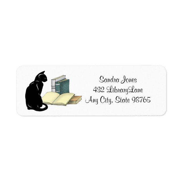Étiquette d'adresse de retour personnalisée Chat e (Devant)