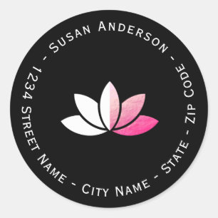 Étiquette d'adresse de retour Pink Foil et White L