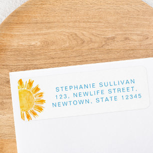 Étiquette d'adresse de retour pour Baby Shower Sun