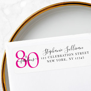 Étiquette d'adresse de retour pour fête des 80 ans