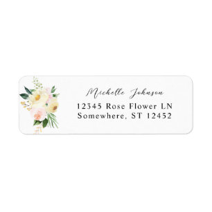 Étiquette d'adresse de retour rose et jaune