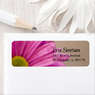 Étiquette d'adresse de retour rose Gerber Daisy