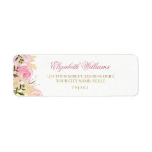 Étiquette d'adresse de retour Rose rose élégante