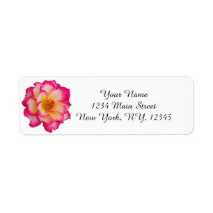 Étiquette d'adresse de retour Rose rose et jaune