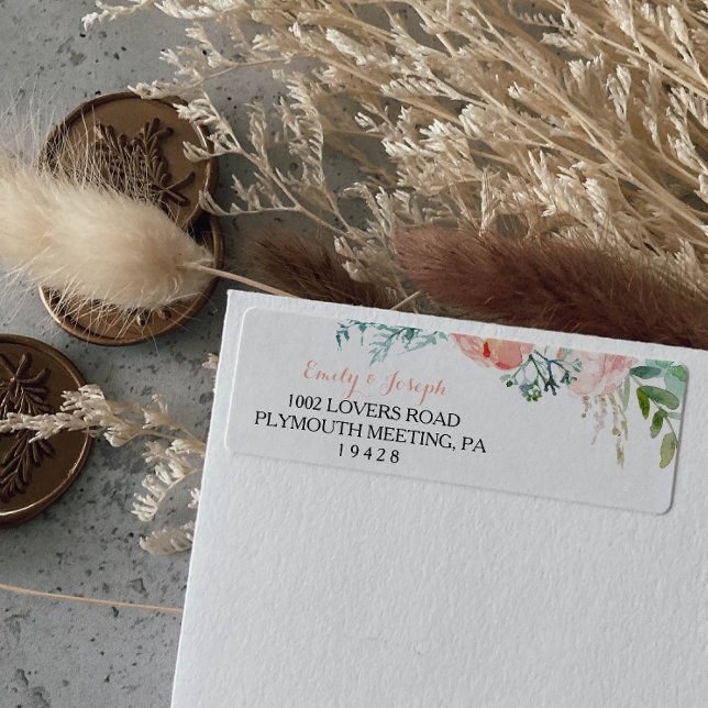 Étiquette d'adresse de retour rose tropicale (Créateur téléchargé)