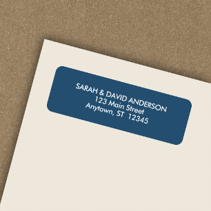Étiquette d'adresse de retour Royal Bleu Simple