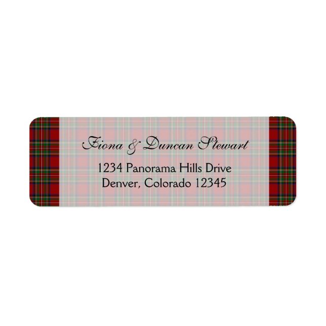 Étiquette d'adresse de retour Royal Stuart Tartan (Devant)