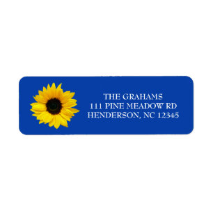Étiquette d'adresse de retour Sunflower Royal Blue