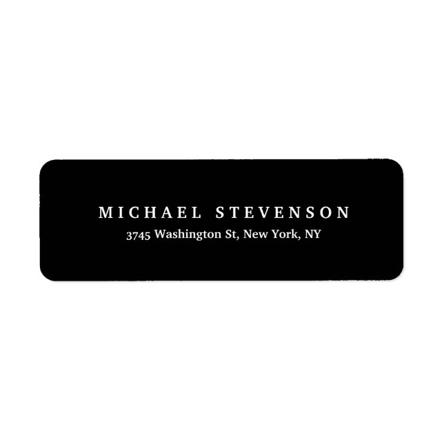 Étiquette d'adresse de retour unique en blanc noir (Devant)