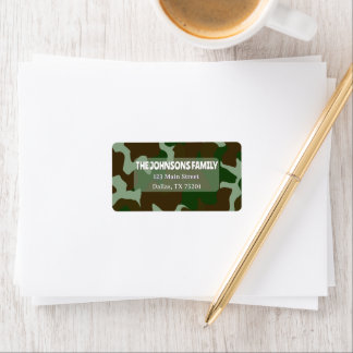 Étiquette d'adresse de retour vert camouflage et m