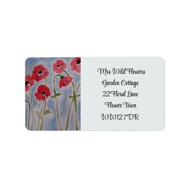 Étiquette d'adresse de retour Wild Red Poppies (Devant)