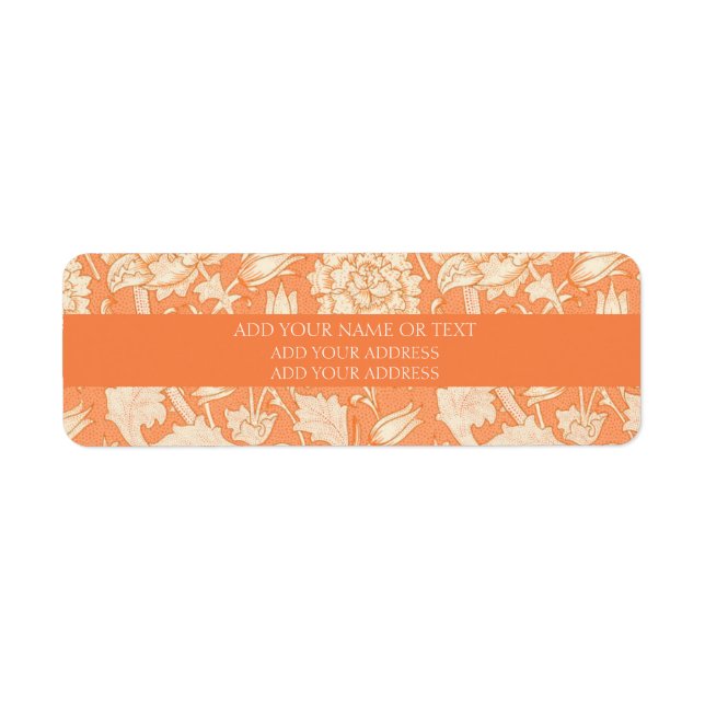 ÉTIQUETTE D'ADRESSE DE RETOUR : WILLIAM MORRIS POM (Devant)