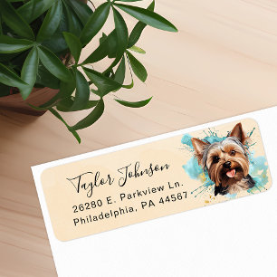 Étiquette d'adresse de retour Yorkshire Terrier