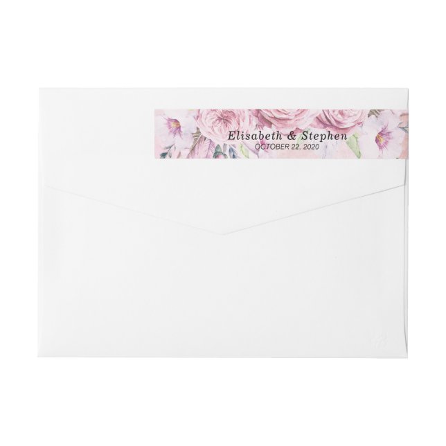 Étiquette d'adresse Élégante Fleurs et Plumes à l' (Dos)