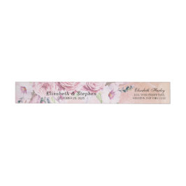 Étiquette d'adresse Élégante Fleurs et Plumes à l'