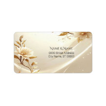 Étiquette d'adresse Fleurs Blanches et Dorées