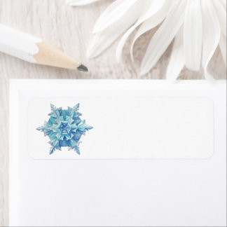 Étiquette d'adresse flocon de neige aquarelle