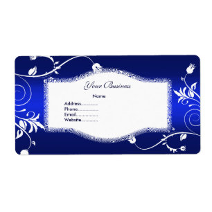 Étiquette d'adresse Floral Bleu Blanc