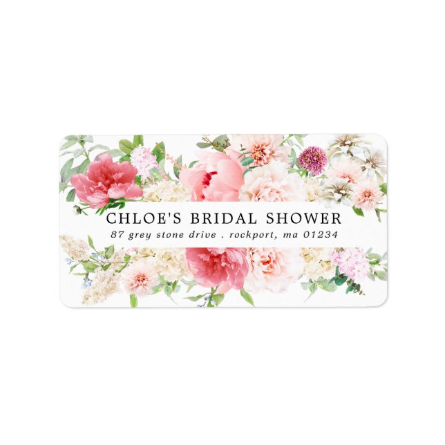 Étiquette d'adresse florale de pivoine rose blush  (Devant)