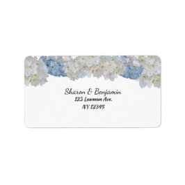 Étiquette d'adresse florale d'hortensia blanc et b