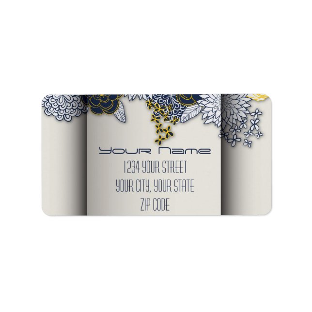 Étiquette d'adresse florale et marine sophistiquée (Devant)