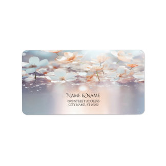 Étiquette d'adresse florale pêche blanche
