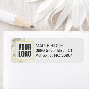 Étiquette d'adresse géométrique jaune et gris mode