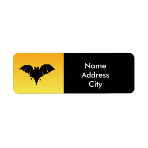 Étiquette d'adresse Halloween Chauve-souris Orange