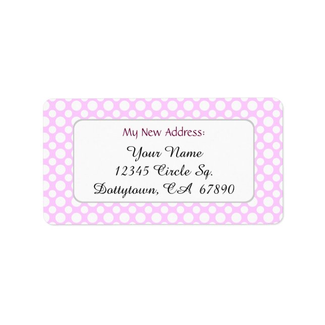 Étiquette d'adresse personnalisé Pois rose blanc (Devant)