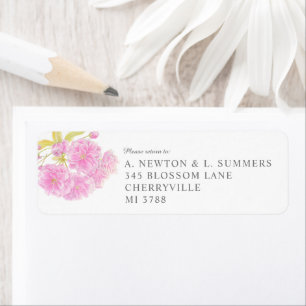 Étiquette d'adresse personnalisée aquarelle rose d