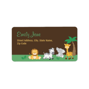 Étiquette d'adresse pour Baby Shower Jungle Safari
