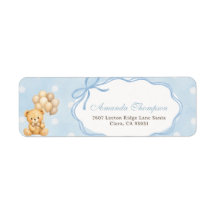 Étiquette d'adresse pour Baby Shower Ourson Bleu à