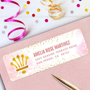 Étiquette d'adresse Quinceañera Rose Pâle Aquarell