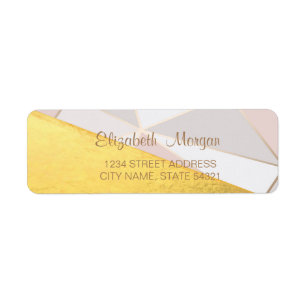 Étiquette d'adresse rayée tendance en or