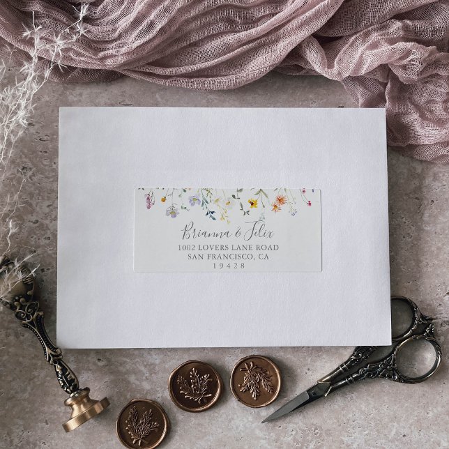 Étiquette d'adresse RSVP pour mariage floral multi (Créateur téléchargé)