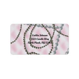 Étiquette d'adresse Strands of Pearls Rose