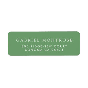 Étiquette d'adresse verte minimaliste noire modern