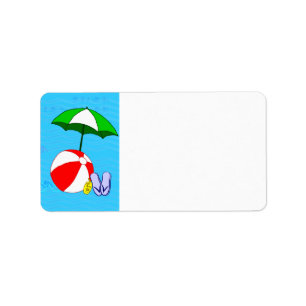 Étiquette d'adresse vierge parapluie de piscine de