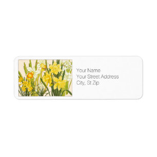 Étiquette Daffodiles jaunes florants printaniers Adresse bot