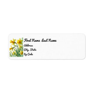 Étiquette Daffodique Adresse de retour Sticker, Mars Birthfl