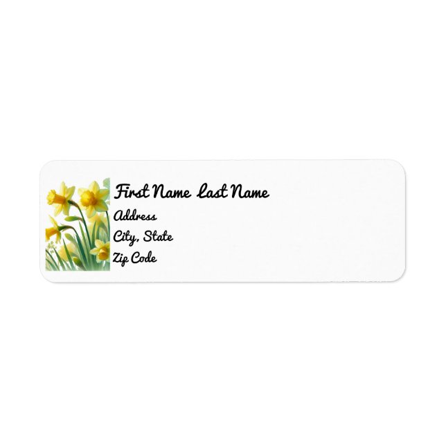 Étiquette Daffodique Adresse de retour Sticker, Mars Birthfl (Devant)