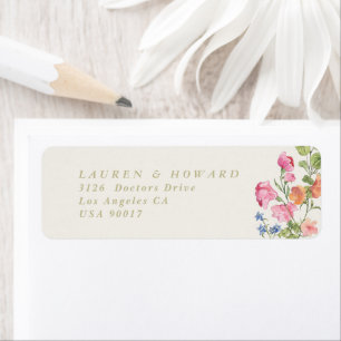 Étiquette dainty romantique Mariage floral Retour Adresse