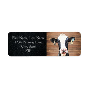 Étiquette Dairy Cow Holstein Cute Farm Return Adresse