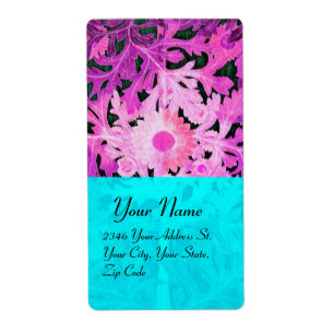 Étiquette DAISY, violet violet bleu turquase noir