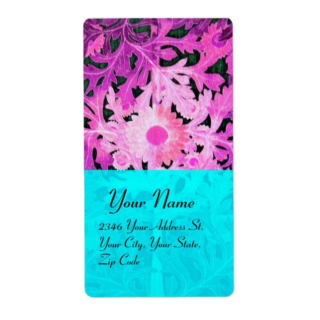 Étiquette DAISY, violet violet bleu turquase noir (Devant)