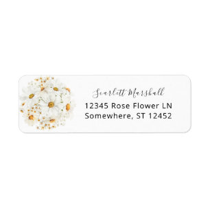 Étiquette Daisy White Floral Adresse de retour Label 2