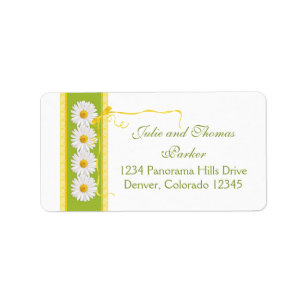 Étiquette Daisy Yellow Green Ribbon Mariage Adresse de retou