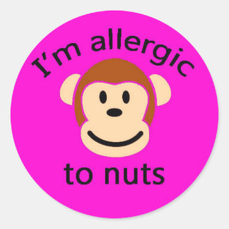Étiquette d'alerte d'allergie aux singes roses pou
